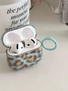 Cheetah,Leopard Print Vintage High-End Tortoiseshell & Leopard Print Protective Case Compatible With Airpods Pro, 4, Pro 2, 3, 4/3 Wireless Bluetooth Earphones - Baby Blue - View 5