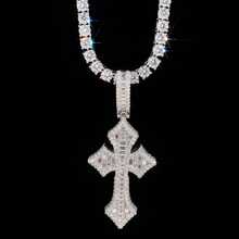 Cross Pendant, Fashionable Copper-Set Cubic Zirconia Men's Necklace, Hip-Hop Jewelry, Stackable Jewelry. - Đơn ba trong một - Xem 2