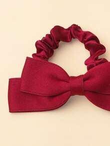 2 PCS Red Bow Hair Tie Princess Hair Tie Girls' Hair Accessories Back To School Season Satin Double Layer Wrap Waist Butterfly Colon Circle Ponytail Hair Tie Versatile Headgear - Burgundy - View 5