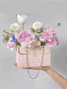 1/3 hộp quà giấy hoa hồng trang nhã, hộp hoa hình lập phương bằng bìa cứng chắc chắn có tay cầm - Thích hợp cho đám cưới, Ngày của Mẹ, Ngày Valentine và các dịp khác - Thiết kế kiểu túi xách sáng tạo, trang trí hoa đan, hộp quà bền đẹp, hộp quà hoa. - Nhiều màu - Xem 5