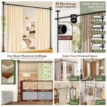 Room Divider For Room Separation, Tension Curtain Rods No Drilling, 4-10ft(H) 28-70inch(W) Adjustable Temporary Privacy Wall Divider, Heavy Duty Freestanding Space Partition Separator, Black - màu đen - Xem 2