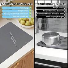 - Tapete de secado de platos pequeos, 16x 12 pulgadas, antideslizante, absorbente de cocina, de secado rpido, para mquina de caf, protector de mostrador de cocina, alfombrillas para secar - 16"x12" + Gris claro - Ver 6
