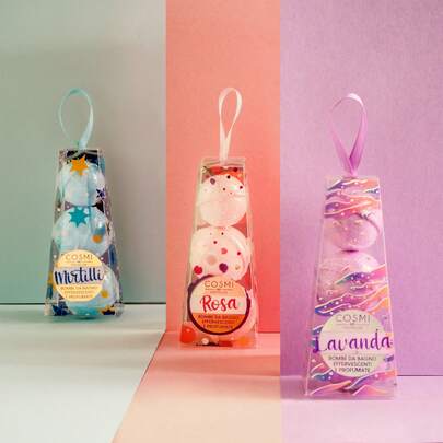 COSMI MILANO BOMBA DA BAGNO SET 3PZX20+40+40 G EFFERVESCENTE E PROFUMATA ALLA ROSA