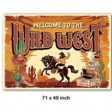 Western Backdrop Horses Birthday Western Cowboy Theme Backdrop Wild West Party Wall Decorations Western Party Photo Booth Props Supplies Decoration Supplies 71x 49 inch - inicial - Ver 3