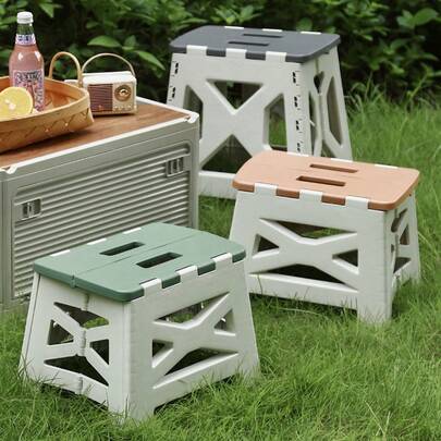 Portable Folding Stool, Lightweight Plastic Camping Chair, Suitable For Adults And Children, Foldable Compact Step Stool, Applicable For Outdoor Fishing, Garden, Beach, Picnic And Indoor Use, Durable And Easy To Carry