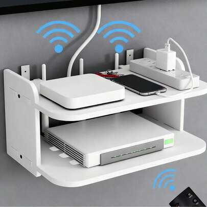 [Suporte Invisível]Prateleira MDF para Roteador – Fixada na Parede, Ideal para TV/Modem/Video Game!