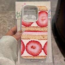 Strawberry Cake Pattern TPU Case For IPhone 16 PRO MAX/14/16 PLUS/15/13P/12/11 Business Shockproof High-Value Protective Cover - 白色 - 查看 6