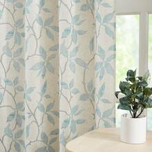 ZJDECOR 95 Inches Length Semi Sheer Curtains For Bedroom Living Room,Print Botanical Light Blue Leaf Grey Branch Drape,Rustic Linen Textured Window Treatment With Tape,Rod Pocket Back Tab,38\Wx95\Lx2,38inchWx95inchL(Packof2),LightBlueLeaf/GreyBranch - 淺藍葉/灰枝 - 查看 3