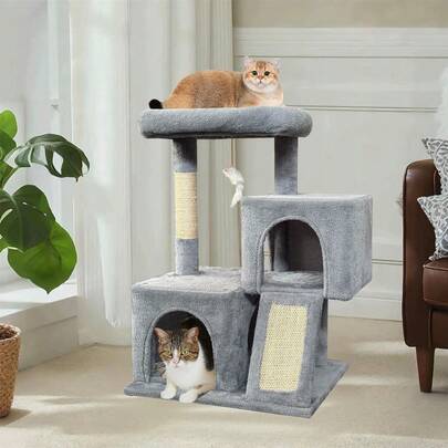 Natural Sisal Cat Scratching Post, Cat Nest & Cat Tree Combo, Cat Toy