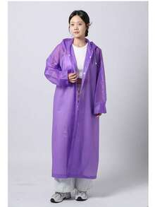 一件便携式可重复使用带帽雨衣，男女通用，配有帽子，EVA材质，轻便防水，适合女性户外穿着，可用于学校、办公室、居家、旅行、返校季保暖、闺蜜节、宠物派对、嘉年华等场合。