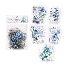 10pcs/Pack Floral Theme Botanical Flower Branch Leaves Scenery Collage Transparent Stickers, Vintage English Phrase Notes, Scrapbooking Supplies, Waterproof Stickers For Planner DIY, Stationery Scrapbook Supplies - Multicolor - View 14