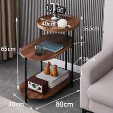 3-Tier Side Table Slim Side Tabl Living Room Coffee Table Bedside Tablewith Storage Shelf Sofa Versatile Furniture For Books Coffee And Bedroom Essentials Ideal Living Room Rustic Brown - RusticBrown - View 2