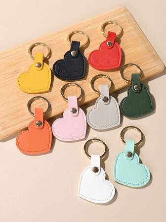 4pcs/12pcs DIY Crafts Ornament Heart Shaped Creative Leather Keychain Leather Love Pendant Keyring Stylish Key Rings Bag Accessory Chic Backpack Charm Car Key Holder Birthday Gifts, Party Favors