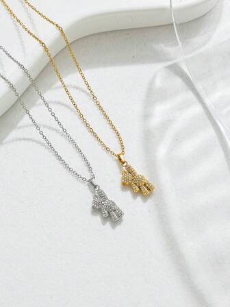 1 pieza Colgante de oso de acero inoxidable lindo y minimalista, adecuado para uso diario de mujeres, festivales de música, campus, regalos para mejores amigas, vacaciones, fiestas