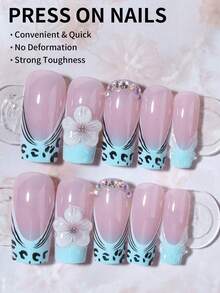 Bộ 24 miếng dán móng tay gel 3D hình chữ nhật, có thể tạo kiểu móng nghệ thuật hoa ngọc trai, móng giả acrylic màu trắng kiểu Pháp, độ bền cao, vừa vặn hoàn hảo, bao gồm: 1 miếng gel dẻo và 1 dũa móng, dễ sử dụng, phù hợp cho móng tay mùa hè và kiểu móng Pháp, thích hợp cho phụ nữ đi làm hàng ngày, dự tiệc, v.v. - Xem 3