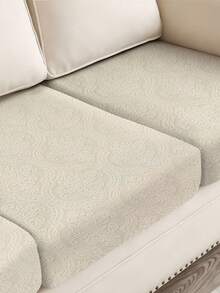 Jacquard Weave Slipcover Stretch Material Sofa Seater Cushion Cover Solid Color Sofa Cover - Beige - View 11