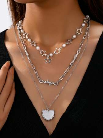 1 pieza Collar con colgante de pentagrama vintage único, diseño versátil adecuado para uso diario, ir al trabajo, fiestas o como regalo para mujeres