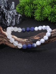 Sleep Improvement Crystal Bracelet For Women Men, Sodalite & White Turquoise Emotional Balance, Tranquility, Calm, Spiritual Meditation Reiki Jewelry For Women Men