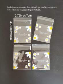 100个烘焙袋，自粘半透明雏菊花袋，DIY礼品卡装饰袋，“晴天”印花OPP袋，适用于派对、生日、婚礼和礼品包装，也适用于珠宝包装、情人节礼物、春季礼物和新年礼物包装 - 彩色 - 查看 9