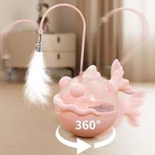 1pc Interactive 360° Rotating Cat Toy With Treat Dispenser & Self-Entertainment Mode - Automatic Motion Wand With Feathers & Bells For Living Room Bedroom Indoor/ Play, Durable Plastic Construction, All Breed Sizes, Cord-Free Operation (No /Electrical Components) - Endless Fun For Hunting Cat Interactive Toys And Feeders - Multicolor - View 2