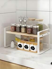 1 chiếc kệ đựng đồ nhỏ gọn, kệ để bàn bằng gỗ đa năng một tầng kiểu tối giản có ngăn chứa đồ, giá đỡ trên mặt bàn bếp, kệ lưu trữ nhiều tầng. - Nhiều màu - Xem 4