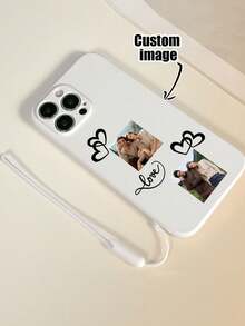 1pc Customizable TPU Shockproof Phone Case With 1pc White Silicone Lanyard, Personalized Text Phone Case, Anniversary Gift, Valentine's Day Gift, Birthday Gift, Compatible With Samsung/OPPO/Galaxy/Apple - Multicolor - View 4