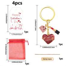 Bộ 24/4 móc khóa hình son môi trái tim, quà tặng tiệc Valentine, quà kỷ niệm cho cặp đôi, quà tặng tiệc cưới, quà kỷ niệm ngày cưới, đồ trang trí đám cưới. - Nhiều màu - Xem 13