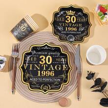 10个/20个/30个/60个装，黑金复古30岁生日派对餐具套装，1996年主题30岁生日一次性9英寸和7英寸装饰纸盘及9盎司纸杯派对餐桌用品，庆祝30周年纸盘杯，男女皆宜，周年纪念单身生日派对装饰 - 多色/1996 - 查看 5