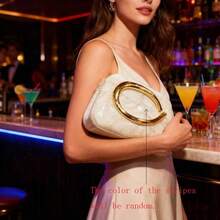 2025 New Cross-Border Hot-Selling Vintage Metal Chain Acrylic Clutch Bag, Matching Crossbody Shoulder Bag - Milky White - View 3