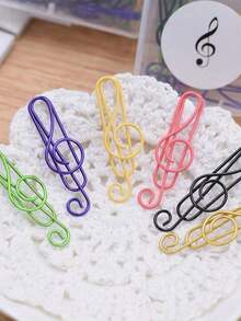 10个音乐主题回形针，6种颜色，金属材质，音符形状，办公用品，适用于桌面书签、笔记本、乐谱架、食谱、音乐教师、乐器、钢琴乐谱、单簧管配件等。 - 彩色 - 查看 3