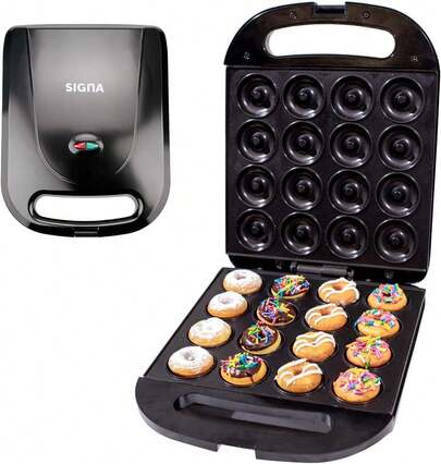 Hornilla Para Donas Maquina Para Hacer Donas De Acero Inoxidable Con Placas Antiadherentes Coccion Perfecta Donas Donas De 5cm Diametro (16 Donas)