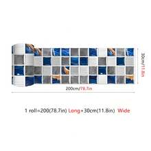 1 Roll Of 2-Meter-Long Self-Adhesive Waterproof PVC Wallpaper, Multi-Color Mosaic Squares For Free Cutting And Home Decoration. Ideal For Kitchen Applications And Interior Beautification In Living Rooms, Kitchens, Bedrooms, Bathrooms, Staircases, Accent Walls, Floors, Walls, And Holiday Backdrops - Multicolor - View 26