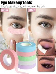 Eyelash Extension Tape – 1/3/6 Rolls Breathable Non-Woven Micropore Silicone Gel Lash Tape For Sensitive Skin, Under-Eye Pads & Lash Isolation – Gentle, Residue-Free Makeup Auxiliary Tape For Eyeshadow, Eyeliner & Precise Eye Makeup Finishing, 9m/Roll. - Multicolor - View 3