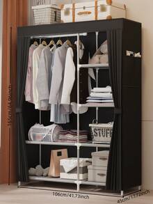 1pc Portable Wardrobe, Large Capacity Simple Wardrobe, Fabric Covered Closet For Home, Rental, Dorm, Bedroom Storage, Can Store Clothes, Quilt, Space-Saving Design, Sturdy And Durable Assembled Fabric Wardrobe - Multicolor - View 2