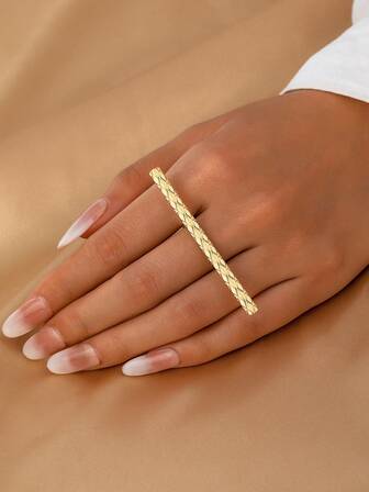 1件装厚菱形花卉几何线条图案条形戒指