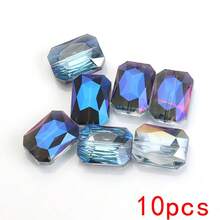 10颗/包 13*18mm 长方形麻将玻璃珠,DIY珠宝配件,带孔珠,可用于制作阳光捕手、项链、耳环、吊坠、手机钥匙链和汽车钥匙链 - 13*18mm長方形(10pcs) - 查看 33