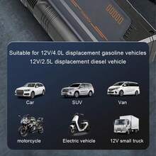 8000A 150PSI Jump Starter With Air Compressor, 12V Portable Car Battery Charger For All Gas And 10.0L  Engines, Car Starter Jump Box With Jumper Cable, 3 Modes Flashlight And Storage Case - Black - View 3