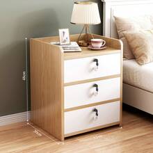 Buró Mesa De Noche Moderno Con 3 Cajón De Cerradura Recámara - Maple - Ver 7