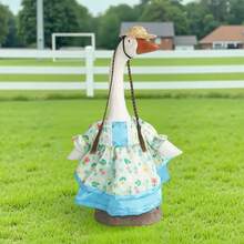Porch Goose Outfit, Floral Dress With Hat Holiday Goose Statue Clothes Garden Decoration - Colorful - View 2