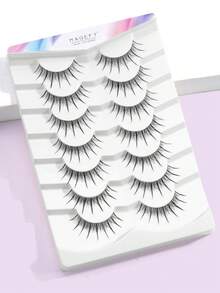 MAGEFY 7/14 pares de pestañas postizas de estilo de dibujos animados, ligeras y naturales - Banda transparente de pestañas falsas de visón de ojos de gato, crea un maquillaje diario natural - Reutilizables, cómodas, aptas para principiantes - Negro - Ver 4