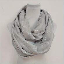 Autumn Winter New Printed Golden Scarf Full Polyester Solid Color Line Geometry Golden Pullover Scarf - Màu xanh đậm - Xem 2