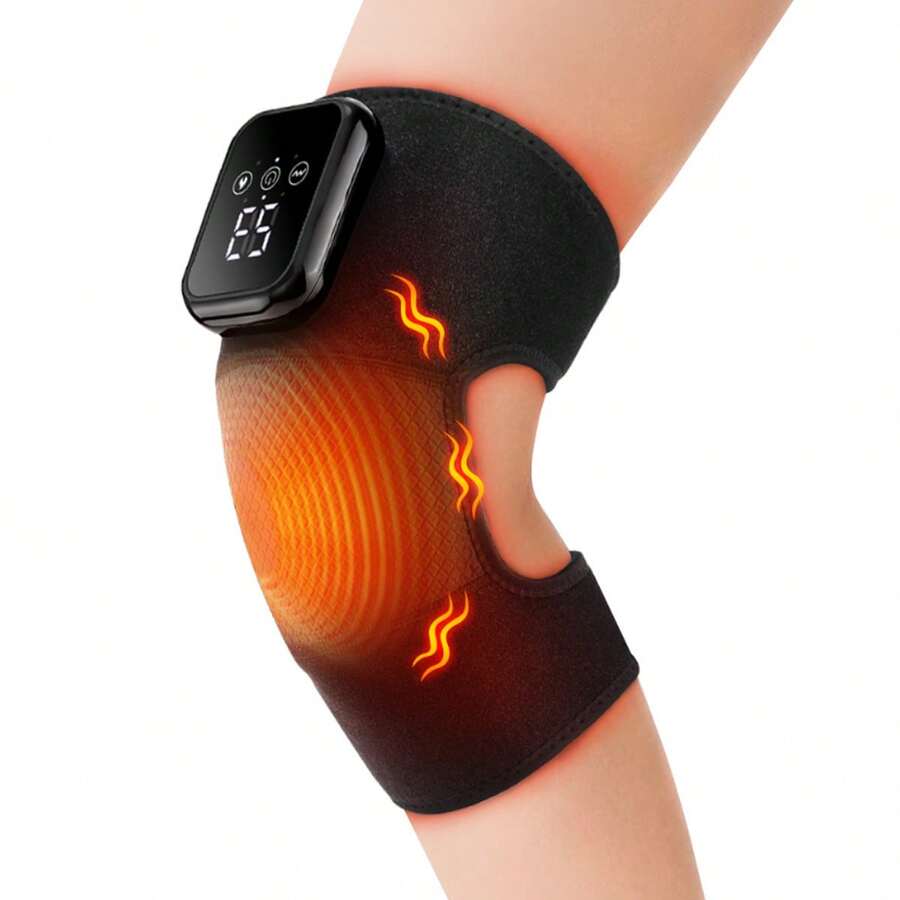 1个膝盖按摩器，加热按摩，膝盖支撑，腿部冷疗，暖振动按摩，可充电腿部加热垫，2000mAh可充电电池，圣诞节家庭礼物 - 彩色 - 查看 1