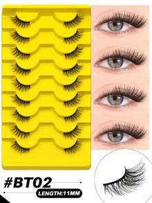 9 Paar halbe Wimpern Katzenaugen-Wimpern natürlich lang flauschig leicht Kunstmink-Wimpern Fuchsaugen-Schwanz-Verlängerungsstil für tägliches Make-up Verlängerung Falsche Wimpern wiederverwendbar