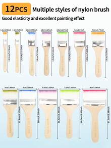 opeth 12pcs/Set Painting Board Brushes, Small Medium Large Sized Brushes Set, Includes Size 1-12 Board Paintbrush Set Back To School - 12-piece Scrub Brush Set - View 8
