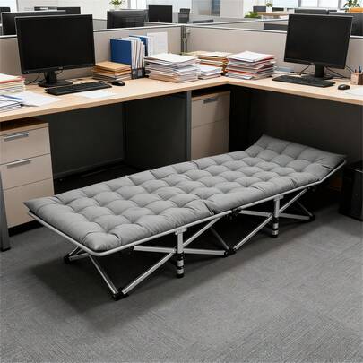 Portable Folding Cot With Mattress, 661lbs Capacity Camping Bed For Adults, Compact Fold For Office Home Use