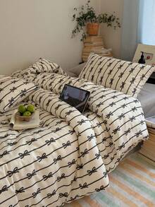 3件套蝴蝶结被套套装，2个枕套+1个被套（不含床单和被芯） - 彩色 - 查看 2