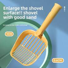 1PC Anti-Slip Handle Cat Litter Scraper - Durable Splash-Proof Efficient Sifting Sturdy For Home Litter Box Cleaning Dorm Pet Care Cat Houses Apartment Cat Care | Hassle-Free Mess-Free Cat Litter Scoop - Màu vàng - Xem 3