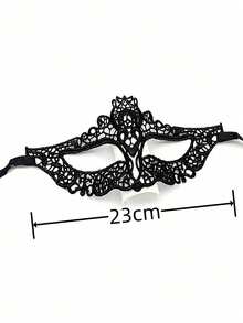 Máscara de media cara de encaje negro con diseños de orejas de gato / corona / telaraña, textura bordada hueca, estilo sexy y misterioso, adecuada para fiestas de parejas / juegos de roles / citas, elegante accesorio decorativo para mujeres adultas - Multicolor - Ver 4