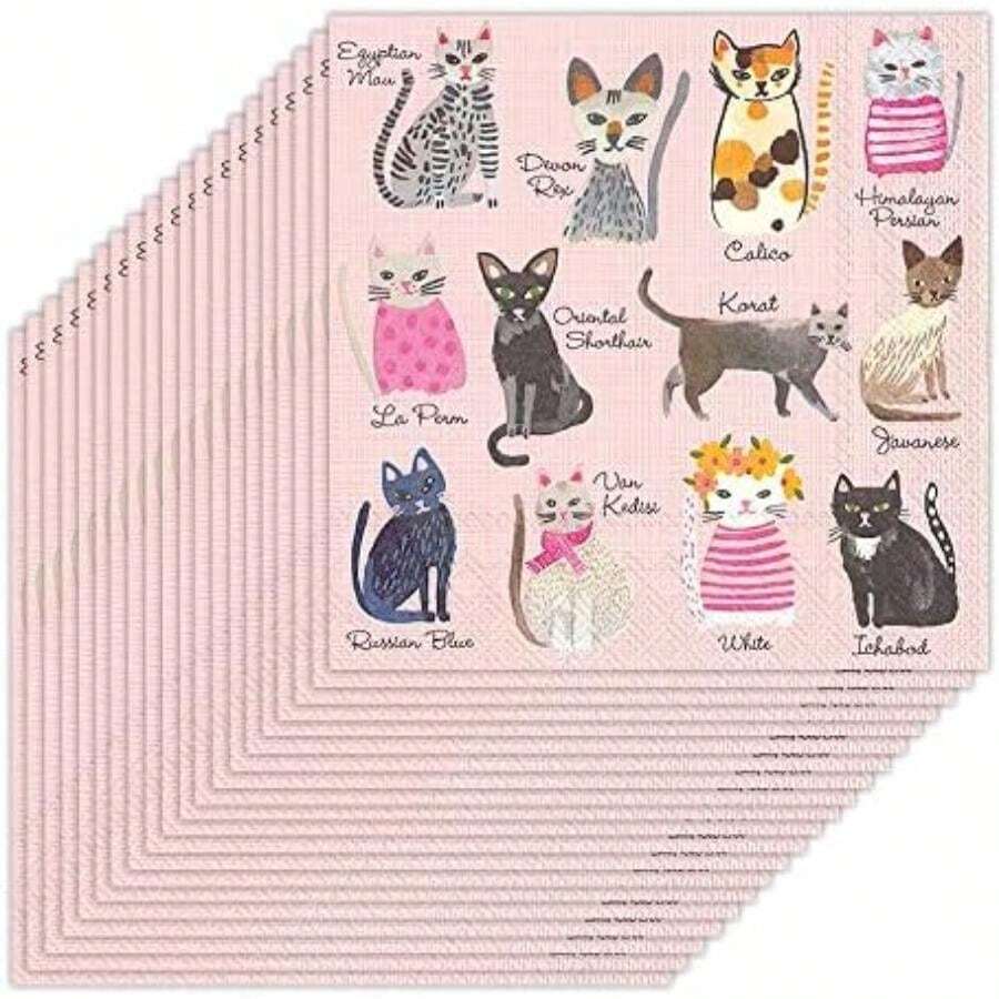 Boston International servilletas de papel para cócteles y bebidas, , 5 x 5-Inches, 1(12.70cm (5") x 12.70cm (5") Gatos geniales) - Multicolor - Ver 1