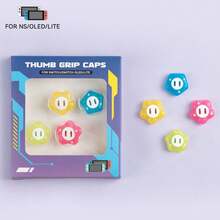 新款蘑菇圆形仓鼠硅胶摇杆帽按钮贴纸配件，兼容Switch NS和OLED控制器 - 彩色 - 查看 13